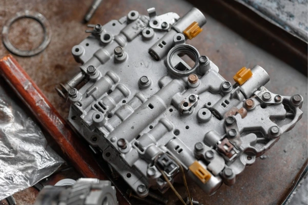 Transmission-Control-Module-parts-on-metal-surface